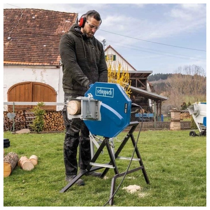 Scie a bûches Scheppach HS410 - lame Ø 405mm - 2200W - garantie 5 ans Scie a bûches Scheppach HS410 - lame Ø 405mm - 2200W - garantie 5 ans