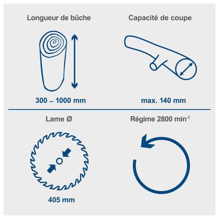 Scie a bûches Scheppach HS410 - lame Ø 405mm - 2200W - garantie 5 ans Scie a bûches Scheppach HS410 - lame Ø 405mm - 2200W - garantie 5 ans
