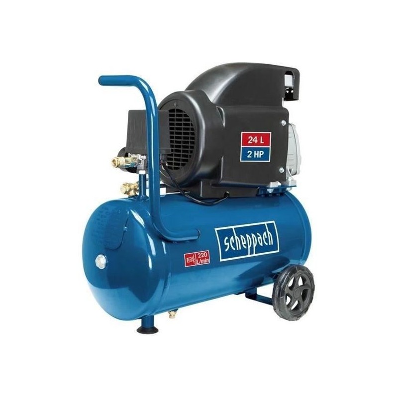 Compresseur d'air horizontal Scheppach HC26 - 24L - 1500 W - 8 bars (L Compresseur d'air horizontal Scheppach HC26 - 24L - 1500 W - 8 bars (L
