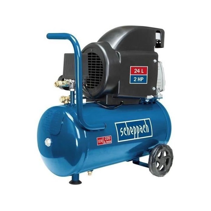 Compresseur d'air horizontal Scheppach HC26 - 24L - 1500 W - 8 bars (Livré avec 280 ml d'huile) sans accessoires