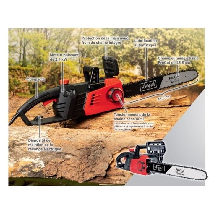 Tronçonneuse électrique filaire SCHEPPACH 45,5 cm - 2700 W - CSE2700 Tronçonneuse électrique filaire SCHEPPACH 45,5 cm - 2700 W - CSE2700