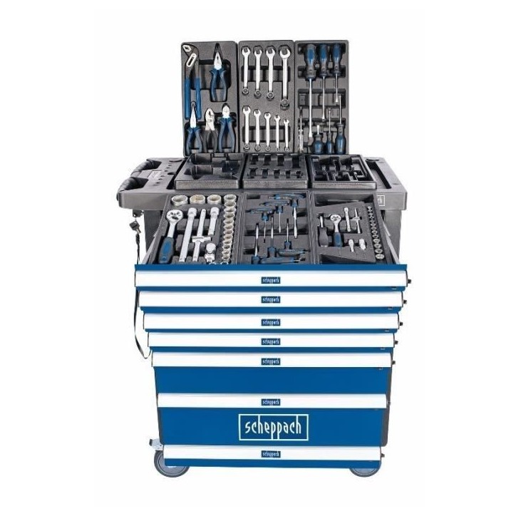 SCHEPPACH Servante d'atelier 70 outils 7 tiroirs TW1100