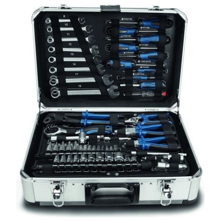 Mallette a outils de 102 pieces - SCHEPPACH - TB150 - Outils en acier chrome vanadium - Mallette en aluminium, verrouillable