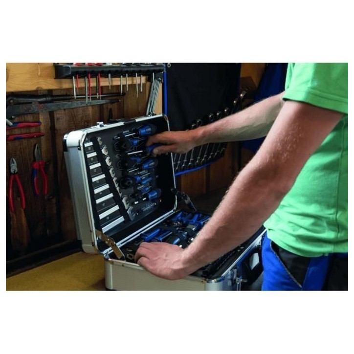 Mallette a outils de 102 pieces - SCHEPPACH - TB150 - Outils en acier chrome vanadium - Mallette en aluminium, verrouillable