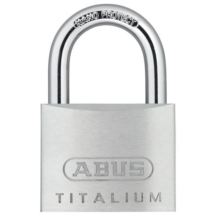 Cadenas - ABUS - 64TI/50 Titalium - Corps aluminium - Clé paracentrique - Risque de vol moyen Cadenas - ABUS - 64TI/50 Titalium - Corps aluminium - Clé paracentrique - Risque de vol moyen