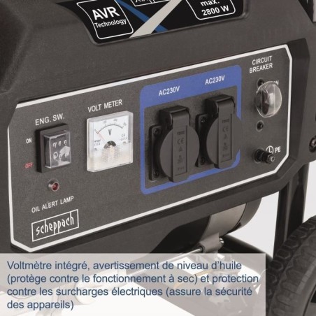 Groupe électrogene SCHEPPACH SG3200x - Puissance max 2800W - Essence - Bleu