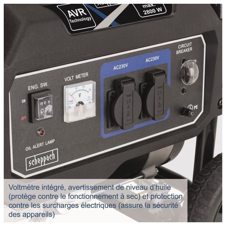 Groupe électrogene SCHEPPACH SG3200x - Puissance max 2800W - Essence - Bleu Groupe électrogene SCHEPPACH SG3200x - Puissance max 2800W - Essence - Bleu