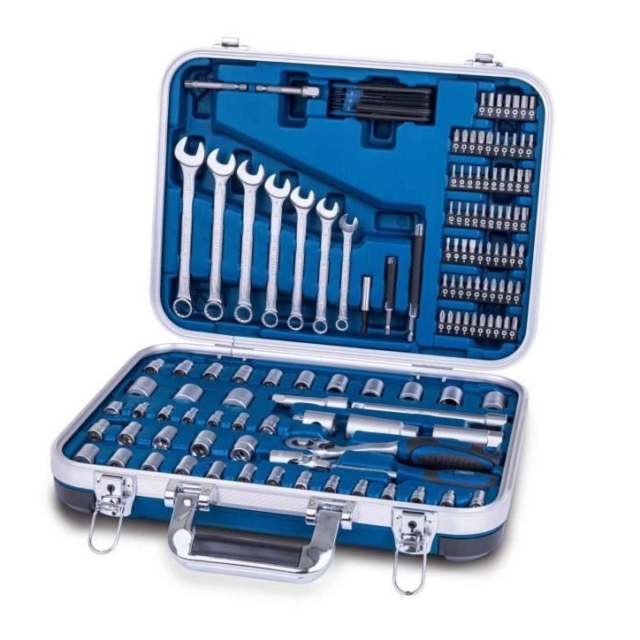 Malette a outils de 135 pieces - SCHAPPACH - TB170 - Outils en acier chrome vanadium - Mallette verrouillable Malette a outils de 135 pieces - SCHAPPACH - TB170 - Outils en acier chrome vanadium - Mallette verrouillable
