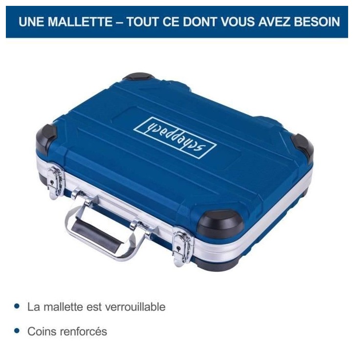 Malette a outils de 135 pieces - SCHAPPACH - TB170 - Outils en acier chrome vanadium - Mallette verrouillable Malette a outils de 135 pieces - SCHAPPACH - TB170 - Outils en acier chrome vanadium - Mallette verrouillable