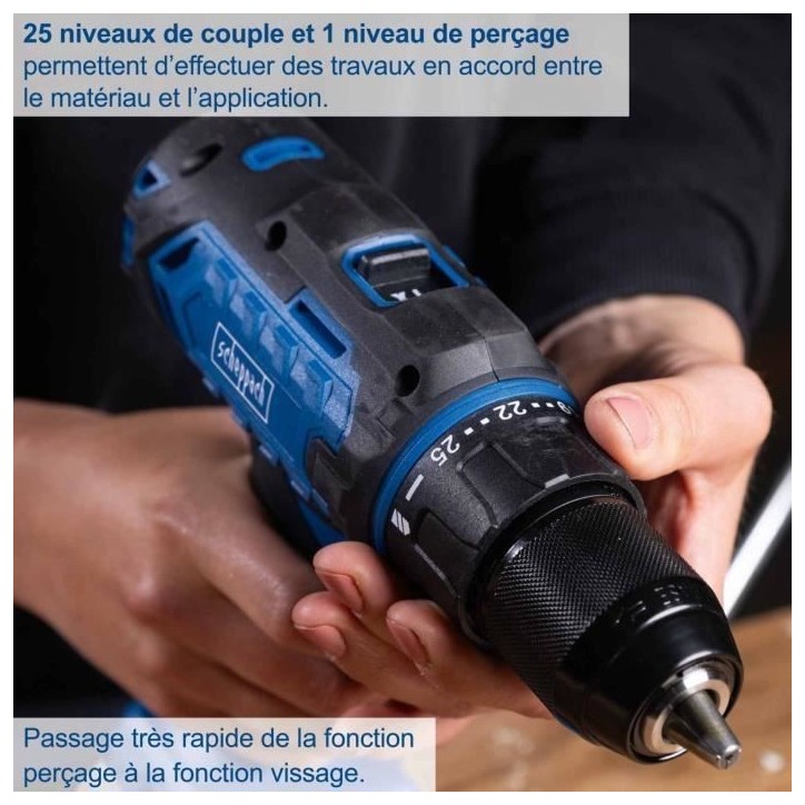 Perceuse visseuse sans fil C-DD45-X - 45 Nm mandrin 13mm - SCHEPPACH 20V IXES - sans batterie ni chargeur Perceuse visseuse sans fil C-DD45-X - 45 Nm mandrin 13mm - SCHEPPACH 20V IXES - sans batterie ni chargeur