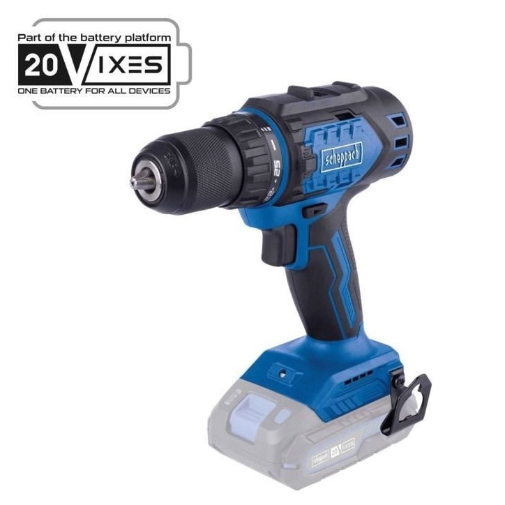 perceuse visseuse sans fil BC-DD60-X - brushless 60 Nm mandrin 13mm - SCHEPPACH 20V IXES - sans batterie ni chargeur perceuse visseuse sans fil BC-DD60-X - brushless 60 Nm mandrin 13mm - SCHEPPACH 20V IXES - sans batterie ni chargeur