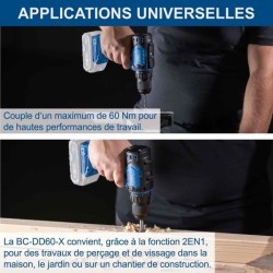 perceuse visseuse sans fil BC-DD60-X - brushless 60 Nm mandrin 13mm -