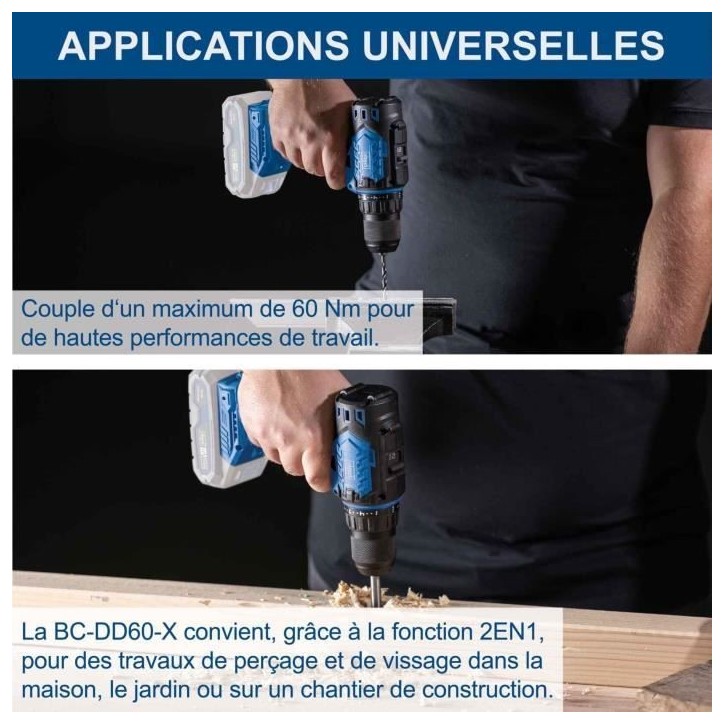 perceuse visseuse sans fil BC-DD60-X - brushless 60 Nm mandrin 13mm - SCHEPPACH 20V IXES - sans batterie ni chargeur perceuse visseuse sans fil BC-DD60-X - brushless 60 Nm mandrin 13mm - SCHEPPACH 20V IXES - sans batterie ni chargeur