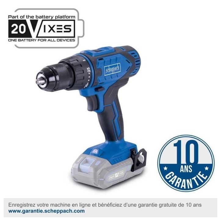 Coffret perceuse visseuse sans fil C-DTB74/2-X - 50Nm mandrin 13mm + 74 access - SCHEPPACH 20V IXES + 2 batteries 2Ah + chargeur