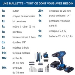 Coffret perceuse visseuse sans fil C-DTB74/2-X - 50Nm mandrin 13mm + 7