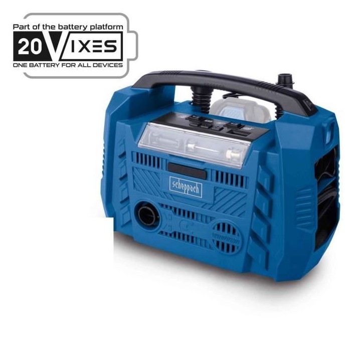 Compresseur sans fil Airforce 6 - pression max 10,3bars - 6 accessoires inclus - SCHEPPACH 20V IXES - sans batterie ni chargeur