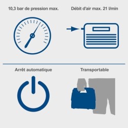 Compresseur sans fil Airforce 6 - pression max 10,3bars - 6 accessoire
