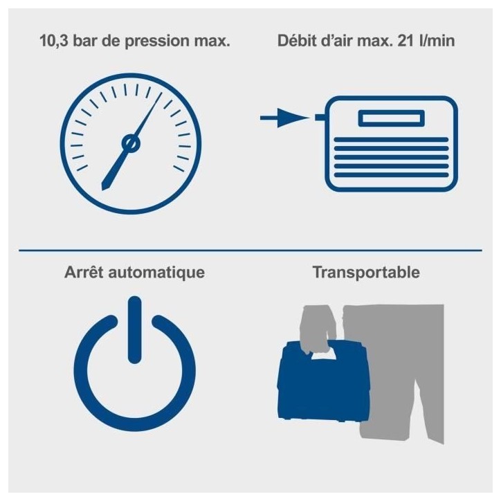 Compresseur sans fil Airforce 6 - pression max 10,3bars - 6 accessoires inclus - SCHEPPACH 20V IXES - sans batterie ni chargeur