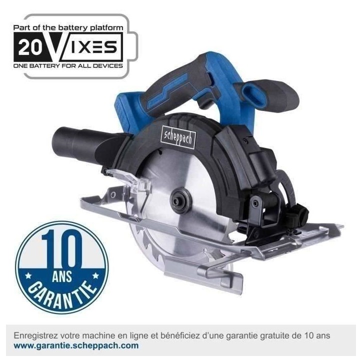 Scie circulaire sans fil C-HCS165-X - lame 165mm coupe max 53mm a 90° - SCHEPPACH 20V IXES - sans batterie ni chargeur