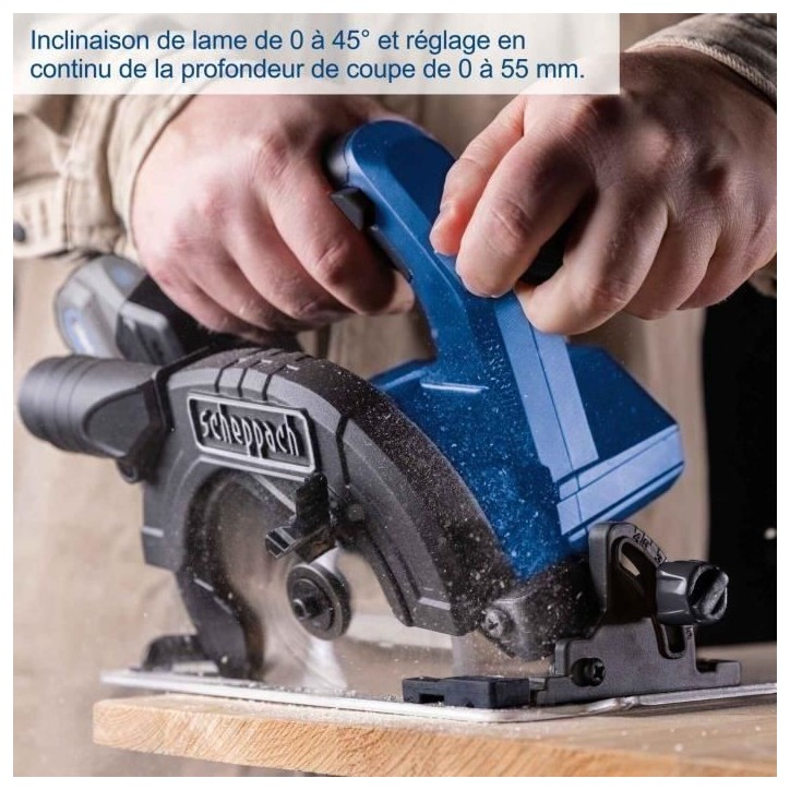 Scie circulaire sans fil BC-CS165-X - brushless lame 165mm coupe max 55mm a 90° - SCHEPPACH 20V IXES - sans batterie ni chargeu