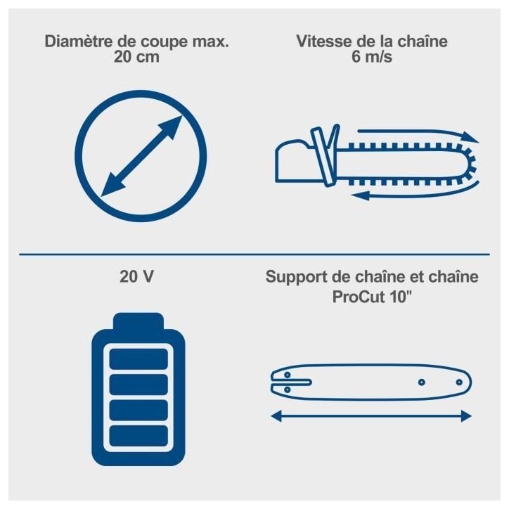 Tronçonneuse sans fil C-CS254-X - longueur de coupe 20cm - SCHEPPACH 20V IXES - sans batterie ni chargeur Tronçonneuse sans fil C-CS254-X - longueur de coupe 20cm - SCHEPPACH 20V IXES - sans batterie ni chargeur