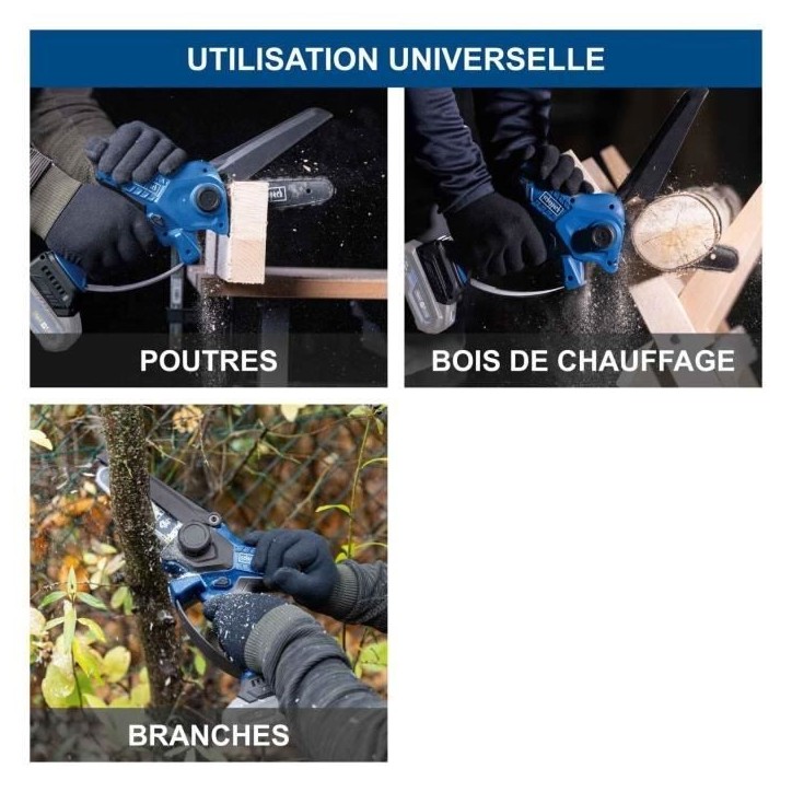 Tronçonneuse sans fil BC-PS150-X - longueur de coupe de 15,8cm + compacte et légere - SCHEPPACH 20V IXES - sans batterie ni ch