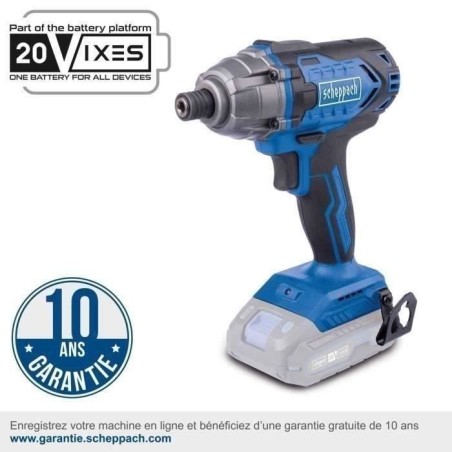 Clé a choc sans fil C-ID180-X - 1/4 brushless 180 Nm 3600 bmp - SCHEPPACH 20V IXES - sans batterie ni chargeur