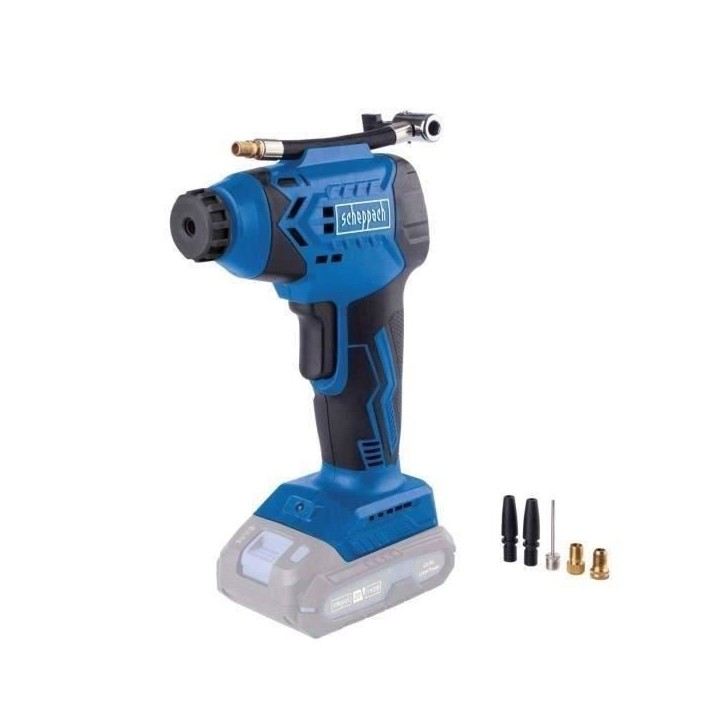 Compresseur sans fil C-AC20-X - pression max 7 bars - 6 accessoires inclus - SCHEPPACH 20V IXES - sans batterie ni chargeur Compresseur sans fil C-AC20-X - pression max 7 bars - 6 accessoires inclus - SCHEPPACH 20V IXES - sans batterie ni chargeur