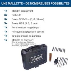 Perforateur sans fil C-RHD130-X - 1,3J 6000 bpm + forets, accessoires,