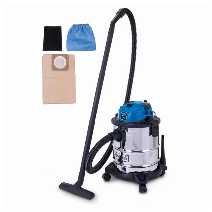 Aspirateur eau et poussiere V20 - 1300 W - Cuve acier inoxydable 20L - SCHEPPACH