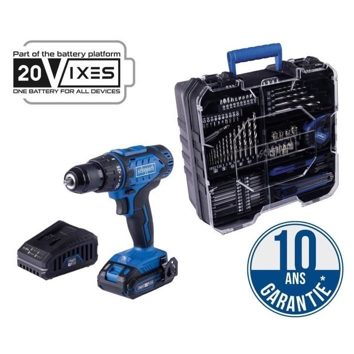 Coffret perceuse visseuse sans fil C-DTB74/1-X - 50Nm mandrin 13mm + 74 accessoires - SCHEPPACH 20V IXES + batterie 2Ah + charge Coffret perceuse visseuse sans fil C-DTB74/1-X - 50Nm mandrin 13mm + 74 accessoires - SCHEPPACH 20V IXES + batterie 2Ah + charge