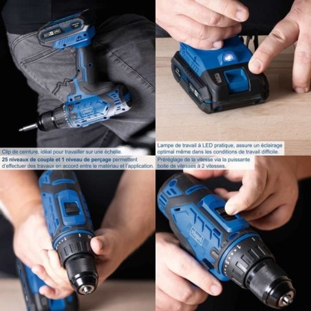 Coffret perceuse visseuse sans fil C-DTB74/1-X - 50Nm mandrin 13mm + 74 accessoires - SCHEPPACH 20V IXES + batterie 2Ah + charge