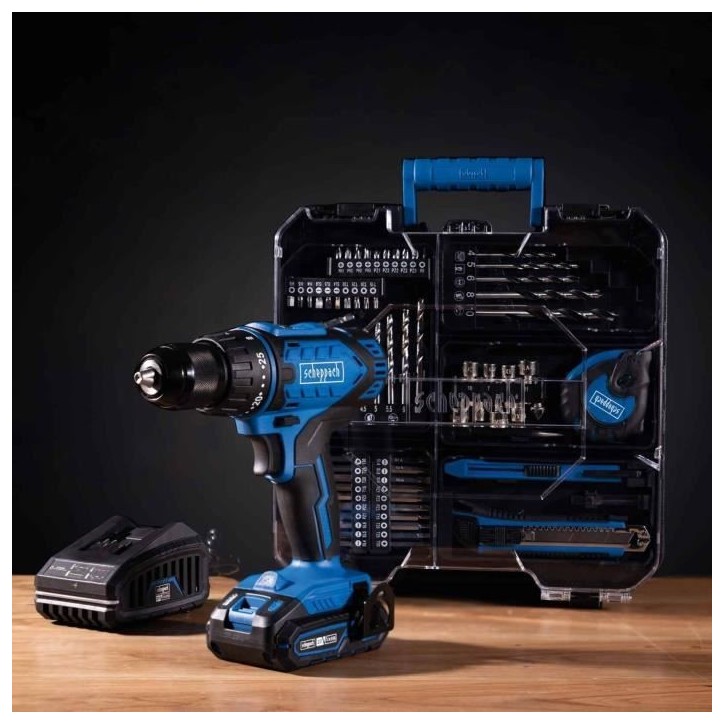 Coffret perceuse visseuse sans fil C-DTB74/1-X - 50Nm mandrin 13mm + 74 accessoires - SCHEPPACH 20V IXES + batterie 2Ah + charge Coffret perceuse visseuse sans fil C-DTB74/1-X - 50Nm mandrin 13mm + 74 accessoires - SCHEPPACH 20V IXES + batterie 2Ah + charge