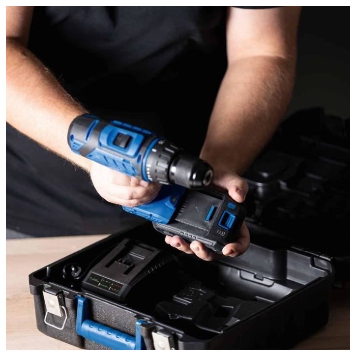 Coffret perceuse visseuse sans fil C-DTB74/1-X - 50Nm mandrin 13mm + 74 accessoires - SCHEPPACH 20V IXES + batterie 2Ah + charge Coffret perceuse visseuse sans fil C-DTB74/1-X - 50Nm mandrin 13mm + 74 accessoires - SCHEPPACH 20V IXES + batterie 2Ah + charge
