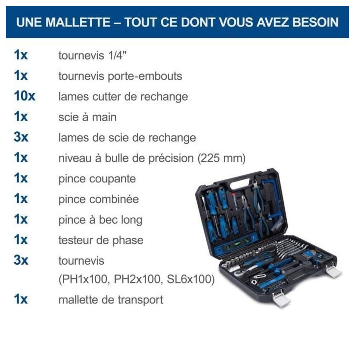 MALLETTE a OUTILS COMPLETE DE 97 PIeCES WZK120 chrome vanadium- SCHEPPACH