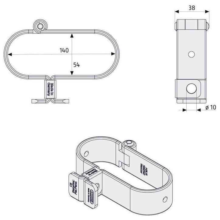 Porte-cadenas - ABUS - 131/140 GateSec - Protection clôtures de chantier - Acier cémenté - Anti-corrosion Porte-cadenas - ABUS - 131/140 GateSec - Protection clôtures de chantier - Acier cémenté - Anti-corrosion