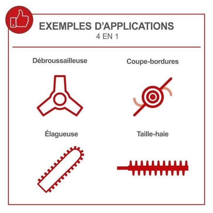 Débroussailleuse thermique 4 en 1 SCHEPPACH OMF52-4P (débrousailleuse, élagueuse, taille-haies, coupe-bordures)