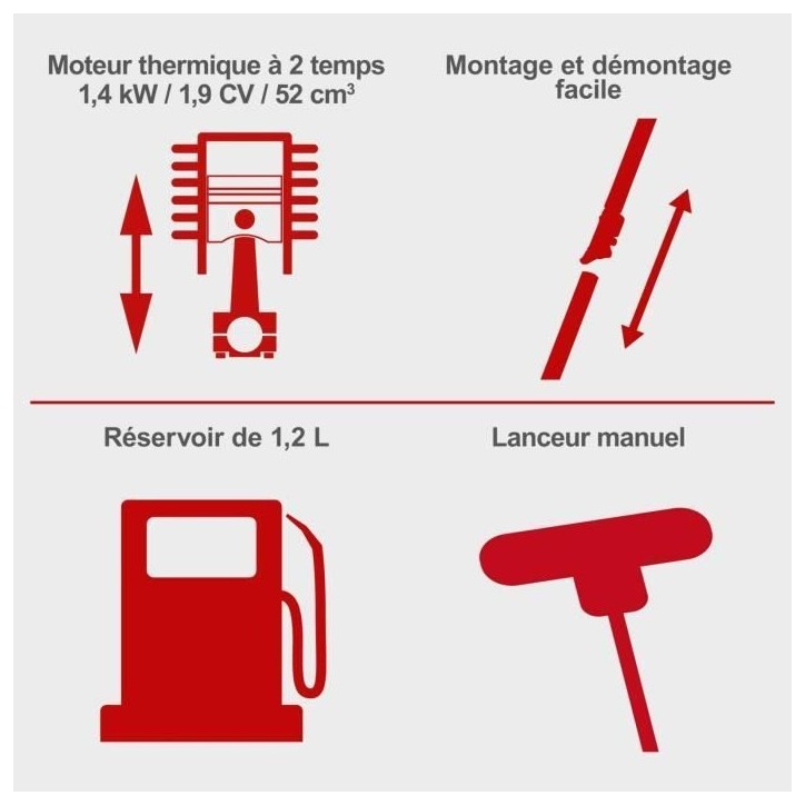 Débroussailleuse thermique 4 en 1 SCHEPPACH OMF52-4P (débrousailleuse, élagueuse, taille-haies, coupe-bordures)