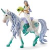 Sirene sur Licorne de mer, figurine fantastique, pour enfants des 5 an