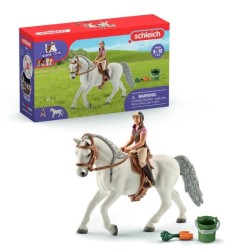 Figurine Cavaliere sur jument lipizzan - Cavalier et Jument Réalistes