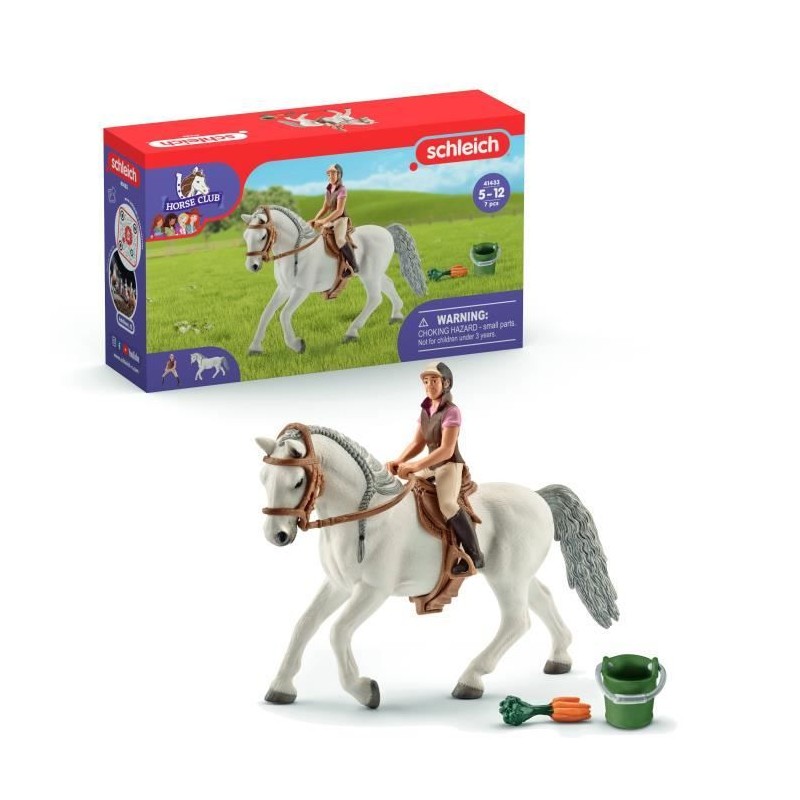 Figurine Cavaliere sur jument lipizzan - Cavalier et Jument Réalistes Figurine Cavaliere sur jument lipizzan - Cavalier et Jument Réalistes