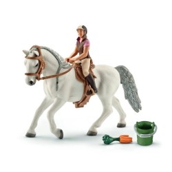 Figurine Cavaliere sur jument lipizzan - Cavalier et Jument Réalistes