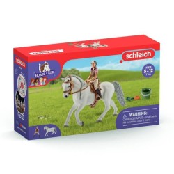 Figurine Cavaliere sur jument lipizzan - Cavalier et Jument Réalistes