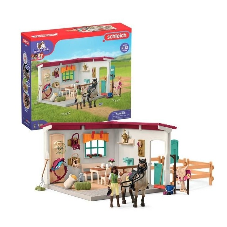 Sellerie du centre équestre, coffret avec 85 éléments inclus dont 1 cheval et 1 personnage, figurines pour enfants des 5 ans Sellerie du centre équestre, coffret avec 85 éléments inclus dont 1 cheval et 1 personnage, figurines pour enfants des 5 ans