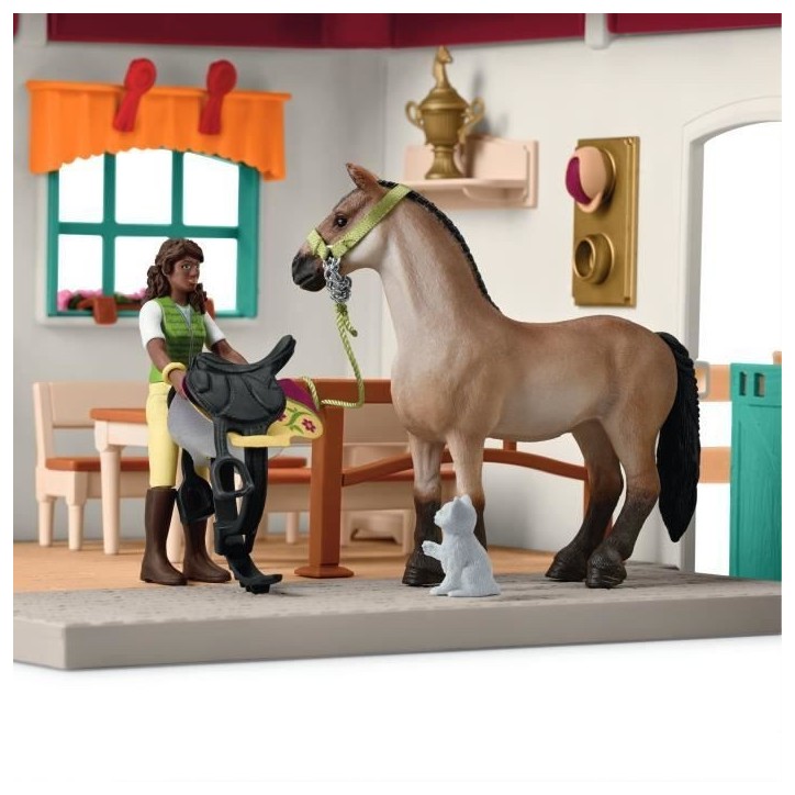 Sellerie du centre équestre, coffret avec 85 éléments inclus dont 1 cheval et 1 personnage, figurines pour enfants des 5 ans Sellerie du centre équestre, coffret avec 85 éléments inclus dont 1 cheval et 1 personnage, figurines pour enfants des 5 ans