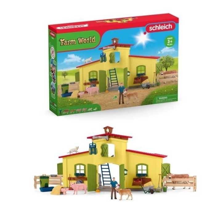 Ensemble de Figurines Animaux de la Ferme avec Accessoires - Coffret Ferme éducative de 92 Pieces avec Vache, Cheval, Cochon et Ensemble de Figurines Animaux de la Ferme avec Accessoires - Coffret Ferme éducative de 92 Pieces avec Vache, Cheval, Cochon et