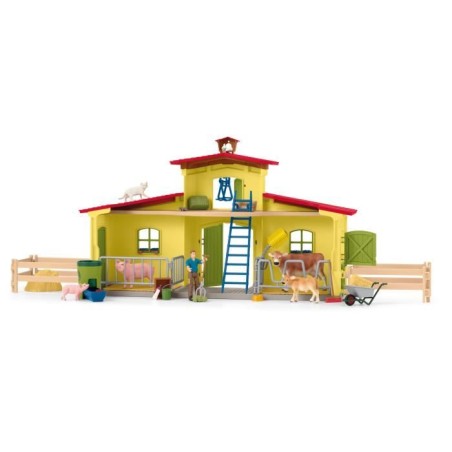 Ensemble de Figurines Animaux de la Ferme avec Accessoires - Coffret Ferme éducative de 92 Pieces avec Vache, Cheval, Cochon et