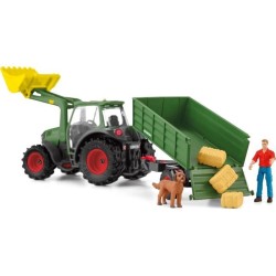 Tracteur et remorque, Coffre schleich avec 1 tracteur, 1 rremorque, 1