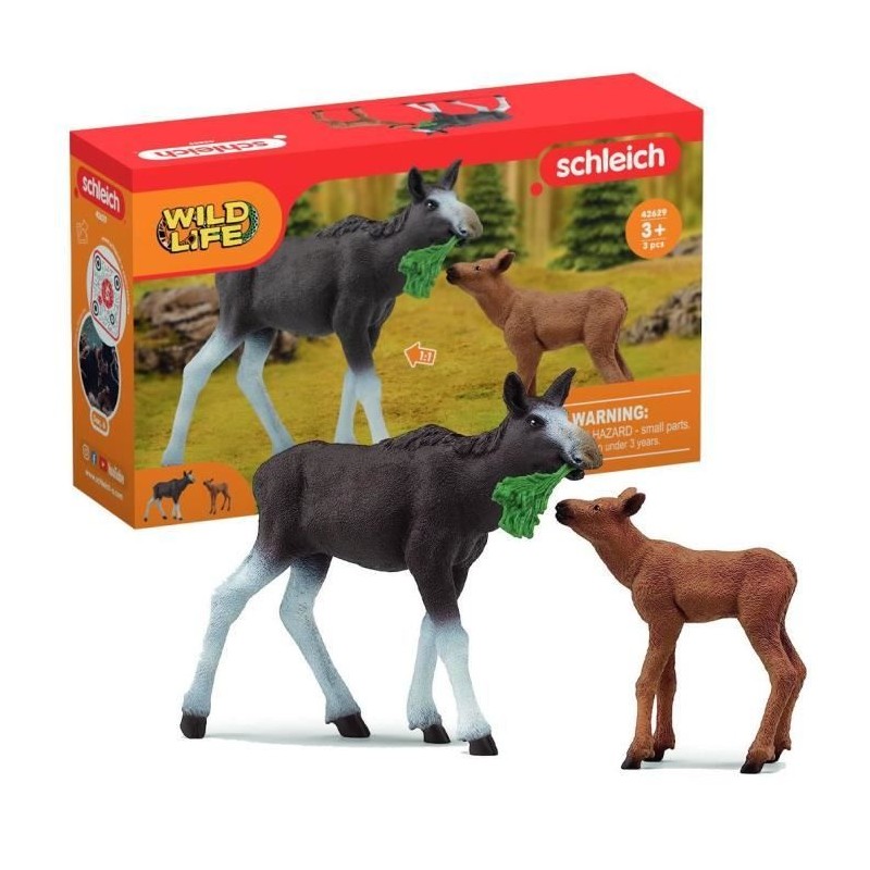 Figurines Élan Femelle avec Veau, animaux sauvages, Schleich 42629 Wi Figurines Élan Femelle avec Veau, animaux sauvages, Schleich 42629 Wi
