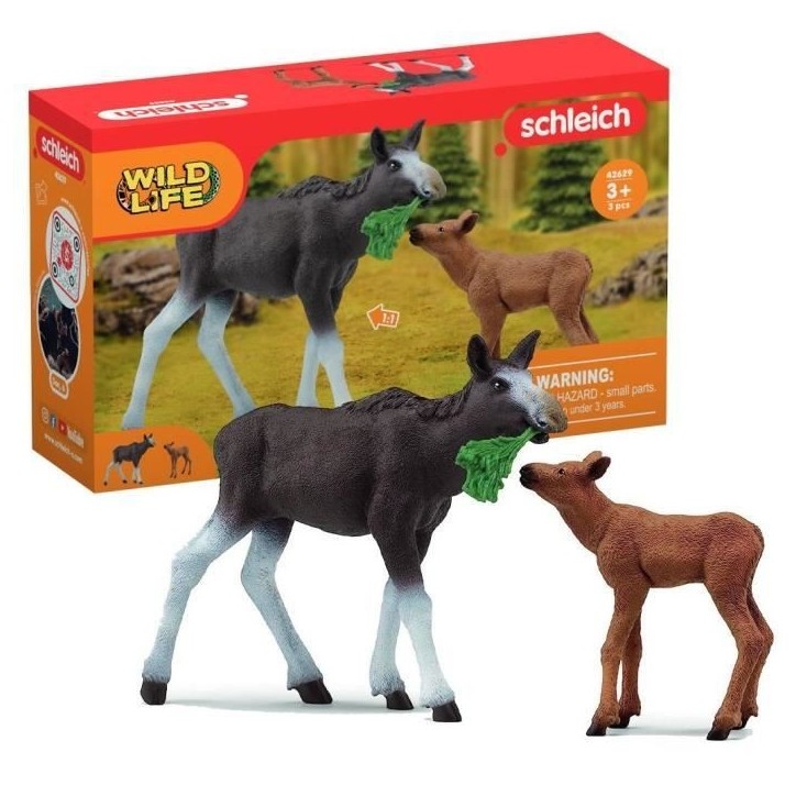 Figurines Élan Femelle avec Veau, animaux sauvages, Schleich 42629 Wild Life, Pour enfant des 3 ans Figurines Élan Femelle avec Veau, animaux sauvages, Schleich 42629 Wild Life, Pour enfant des 3 ans